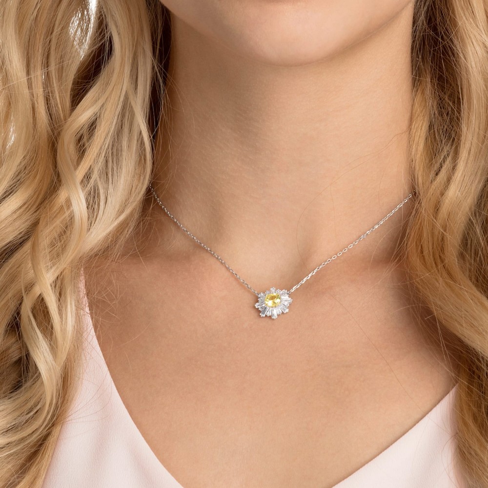 Swarovski Sunshine Kolye Sarı Beyaz Rodyum Swarovski Sunshine Kolye Sarı Beyaz Rodyum