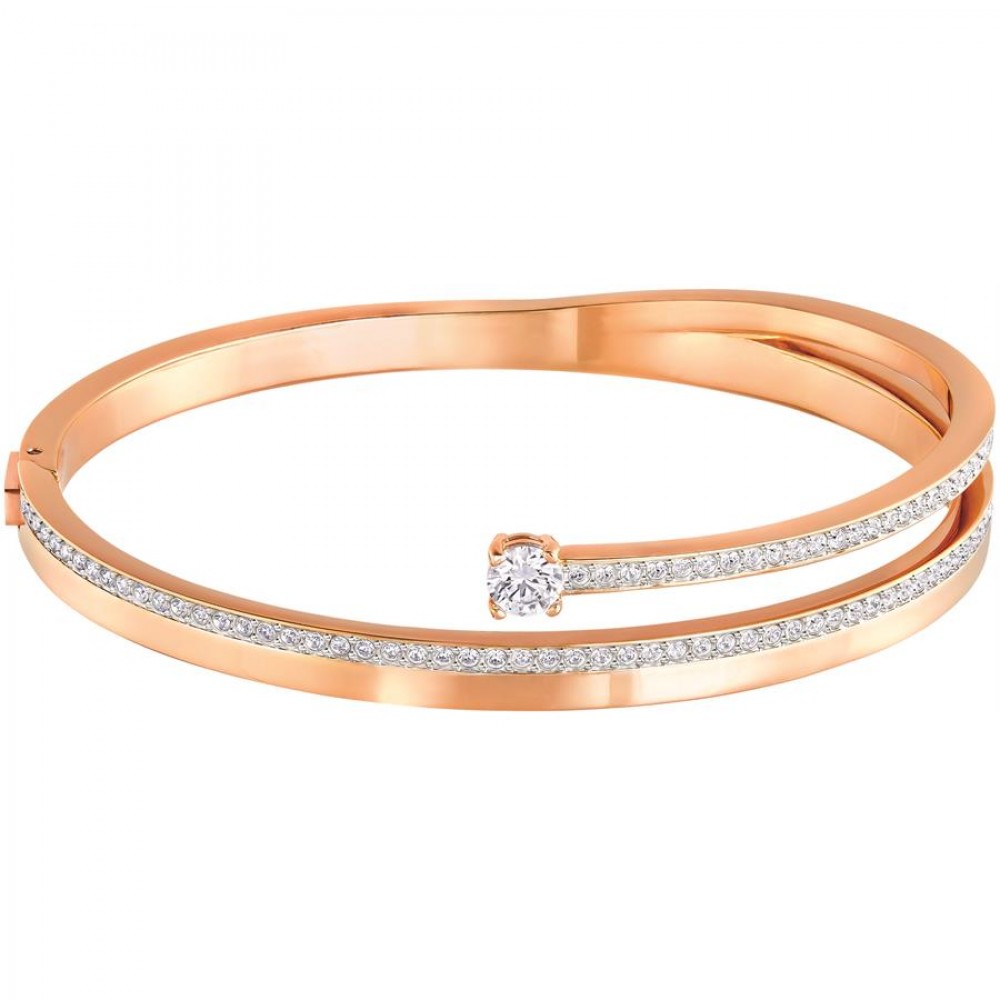 Swarovski Fresh Bileklik, Beyaz, Pembe altın rengi kaplama M