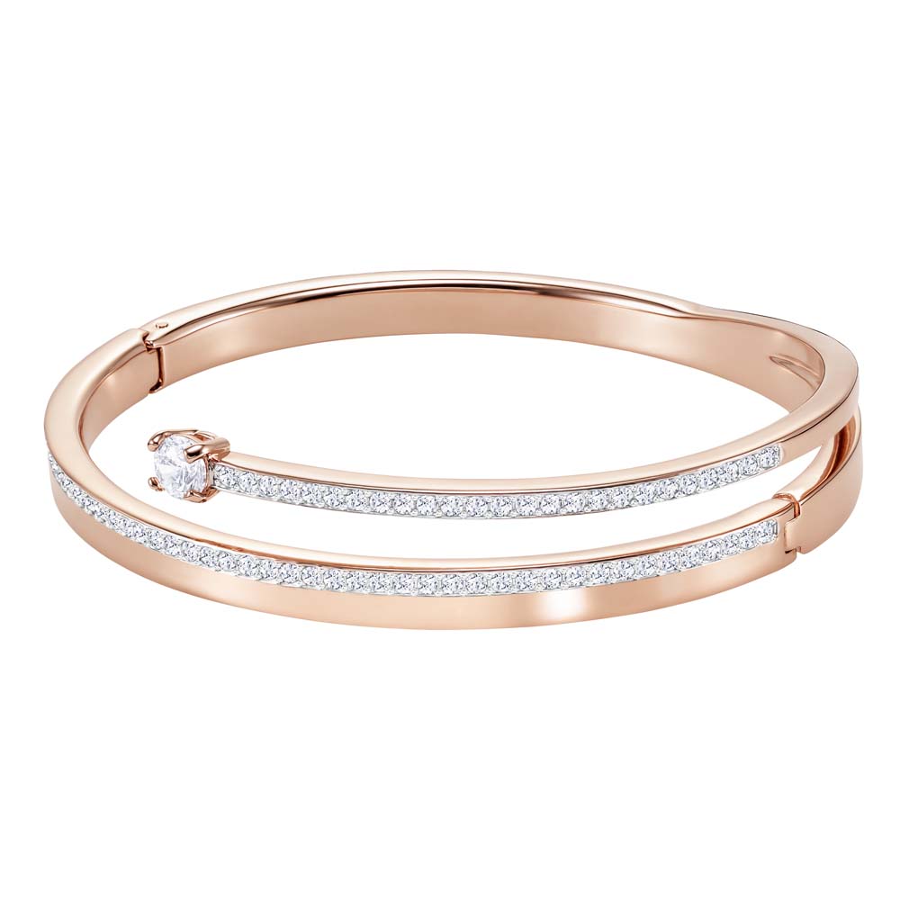 Swarovski Fresh Bileklik, Beyaz, Pembe altın rengi kaplama L