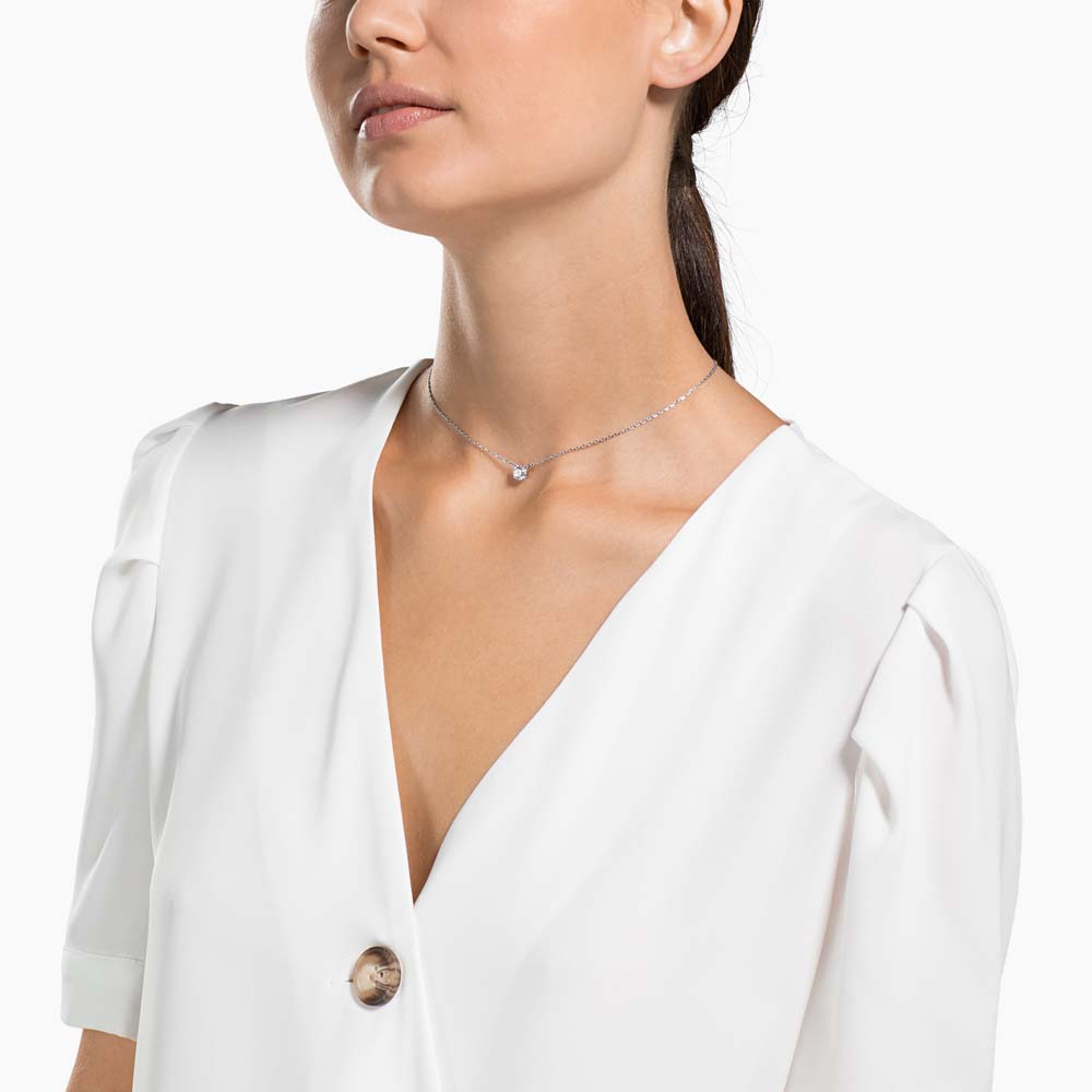 Swarovski Attract Round Kolye, Beyaz, Rodyum kaplama - 5408442 Swarovski Attract Round Kolye, Beyaz, Rodyum kaplama - 5408442