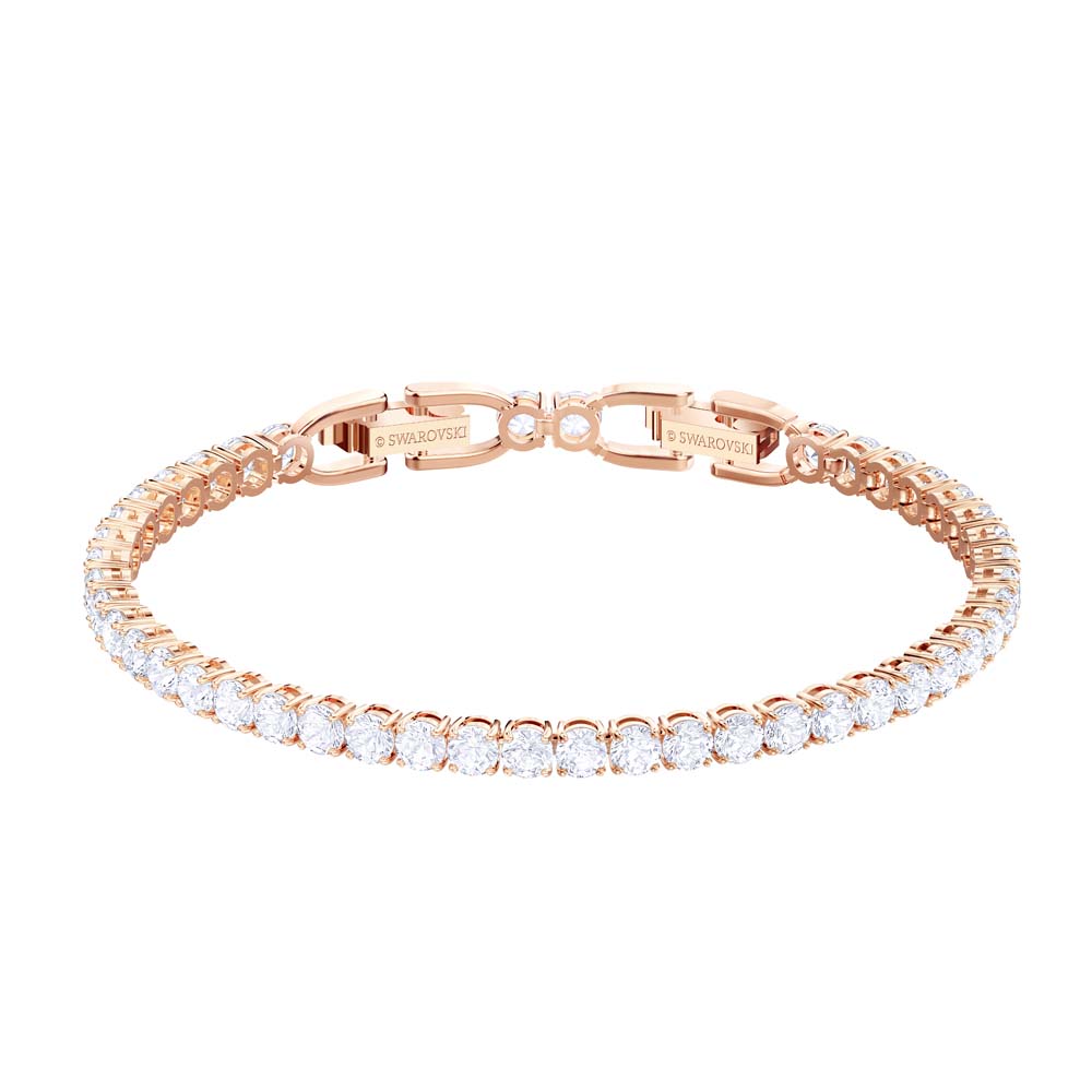 Swarovski Tennis Bileklik, Beyaz, Pembe altın rengi kaplama - 5464948