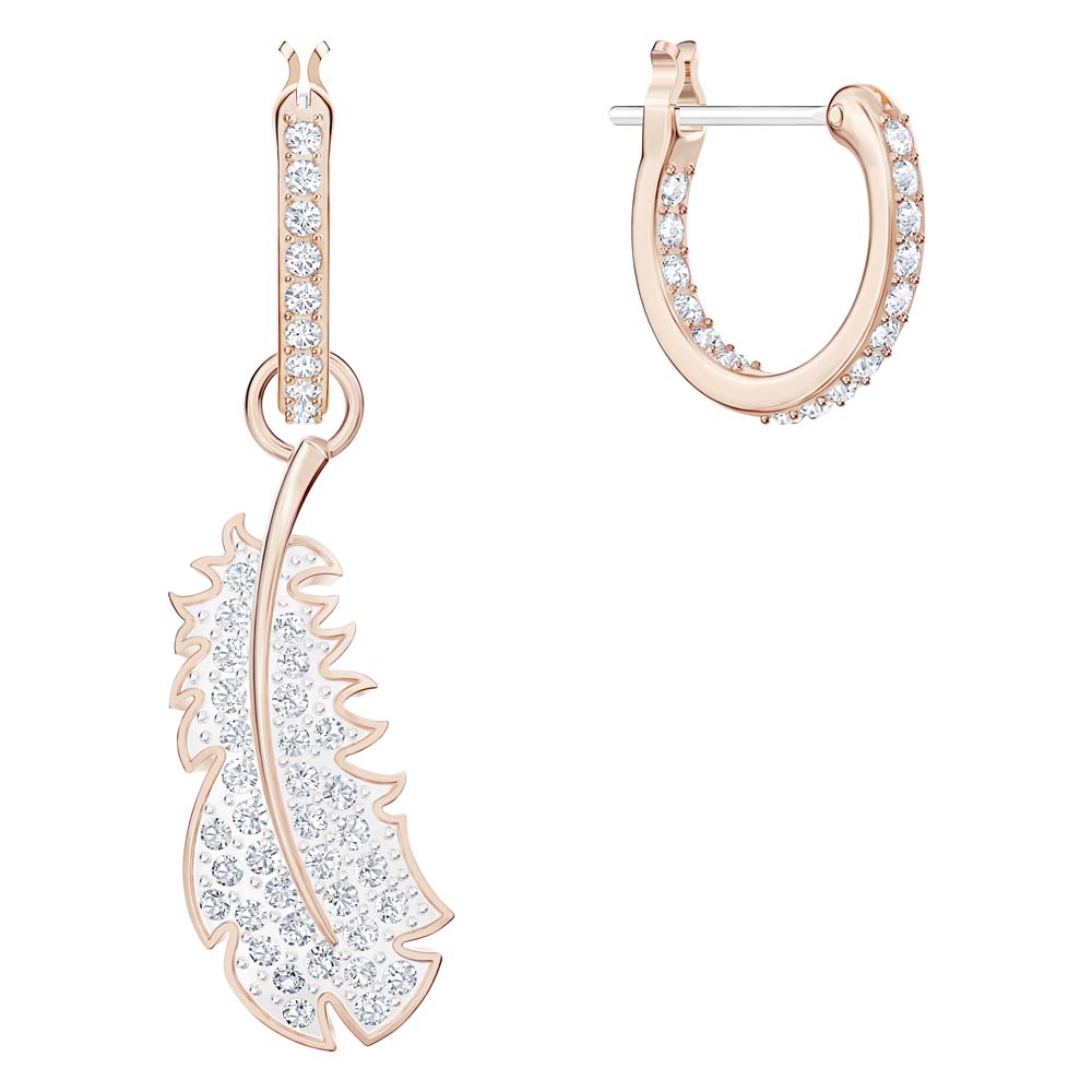 Swarovski Nice Halka Küpeler, Beyaz, Pembe altın rengi kaplama - 5497872 Swarovski Nice Halka Küpeler, Beyaz, Pembe altın rengi kaplama - 5497872