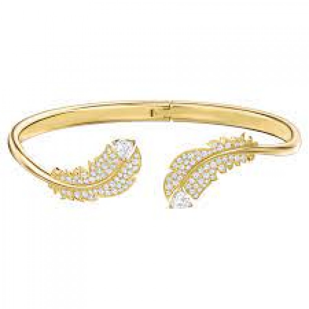 Swarovski Nice Bileklik, Beyaz, Altın rengi kaplama M Swarovski Nice Bileklik, Beyaz, Altın rengi kaplama M