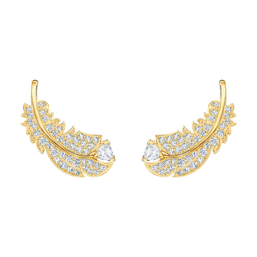 Swarovski Nice İğneli Küpe, Beyaz, Altın rengi kaplama - 5505623 Swarovski Nice İğneli Küpe, Beyaz, Altın rengi kaplama - 5505623