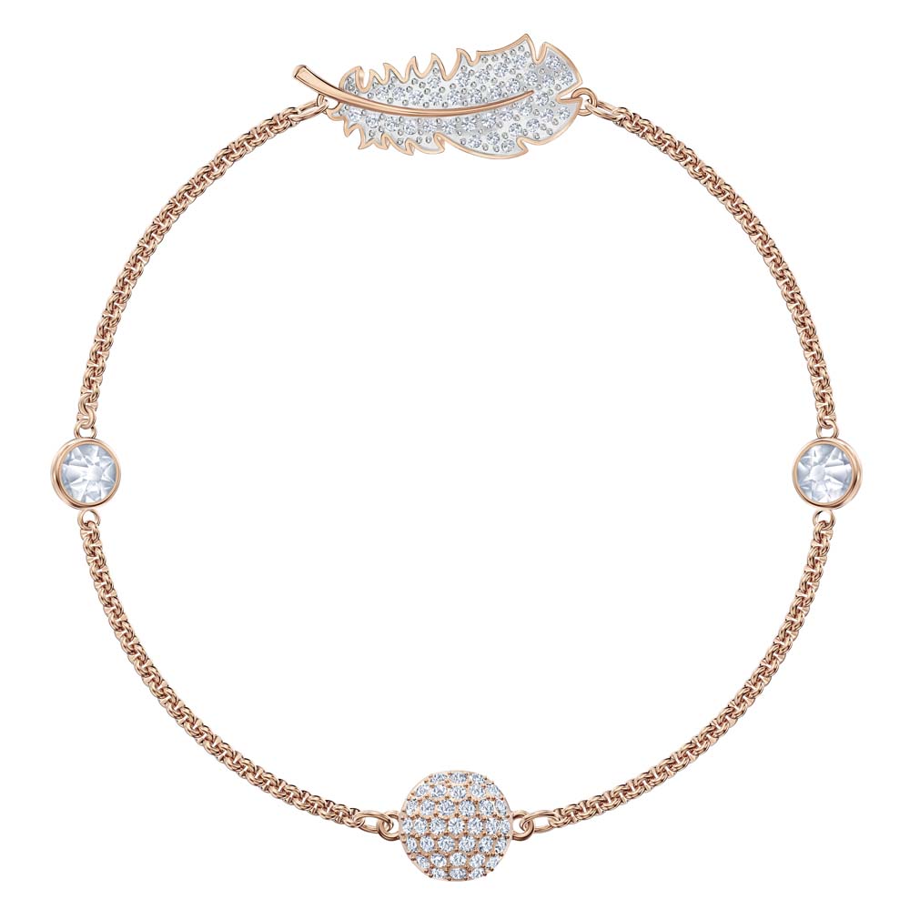 Swarovski Remix Collection Feather Strand, Beyaz, Pembe altın rengi kaplama - 5511103 Swarovski Remix Collection Feather Strand, Beyaz, Pembe altın rengi kaplama - 5511103