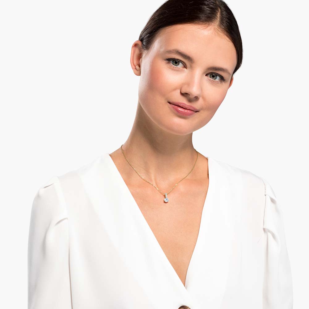 Swarovski Solitaire Kolye Ucu, Beyaz, Altın rengi kaplama - 5511557
