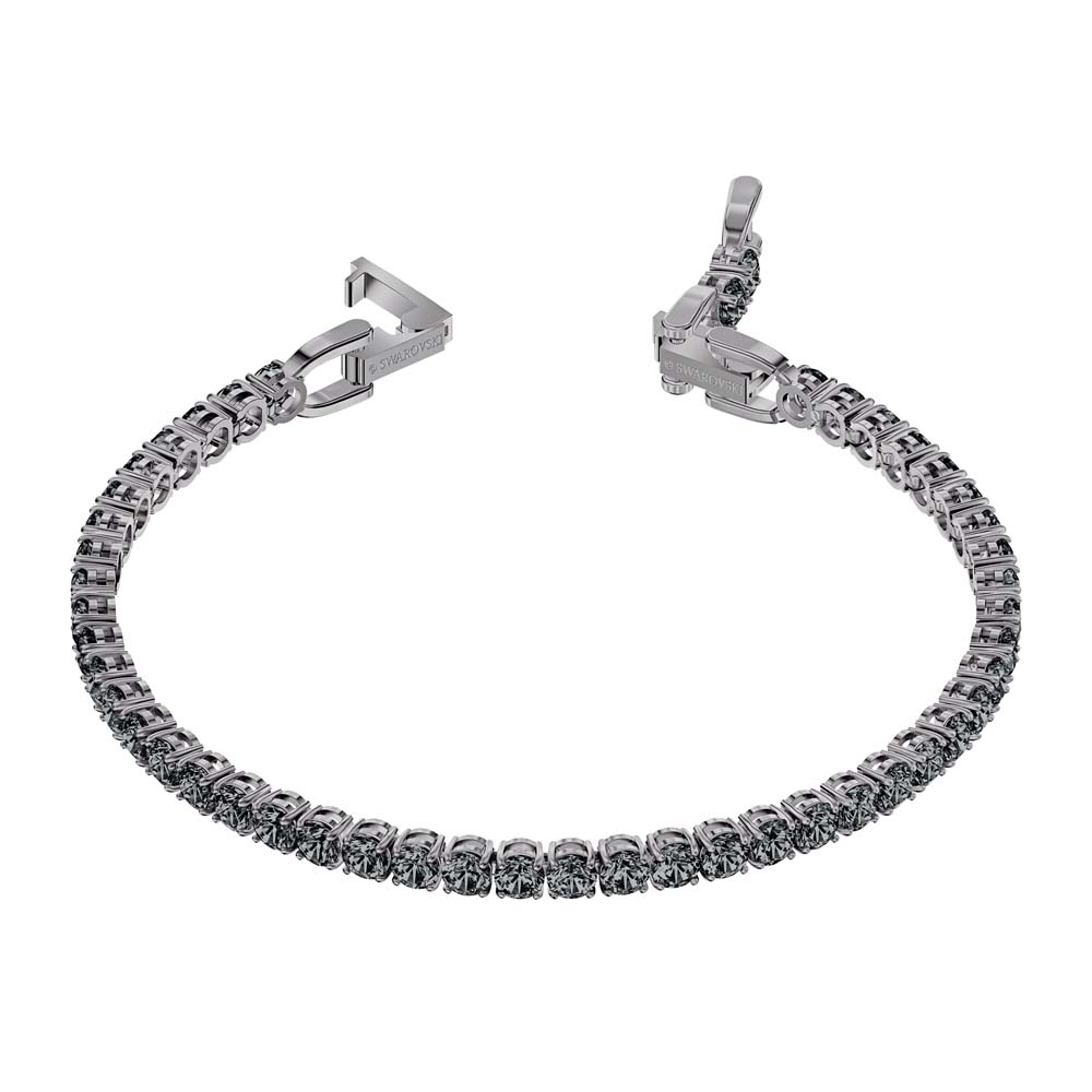 Swarovski Tennis Deluxe Bileklik, Gri, Rutenyum kaplama - 5514655