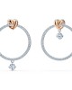 Swarovski Lifelong Heart Halka Küpeler, Beyaz, Karışık metal bitiş - 5517933