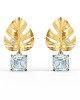 Swarovski Tropical Leaf İğneli Küpeler, Beyaz, Altın rengi kaplama - 5519253