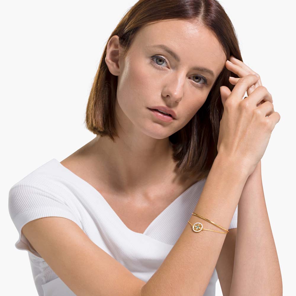 Swarovski Symbolic Mandala Bileklik, Yeşil, Altın rengi kaplama - 5521493