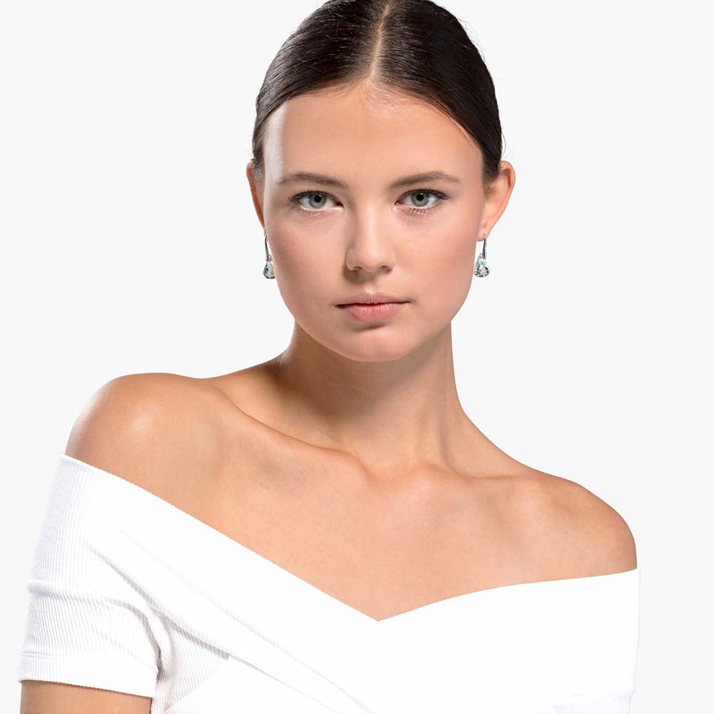 Swarovski Spirit İğneli Küpeler, Turkuaz, Rodyum kaplama - 5529138