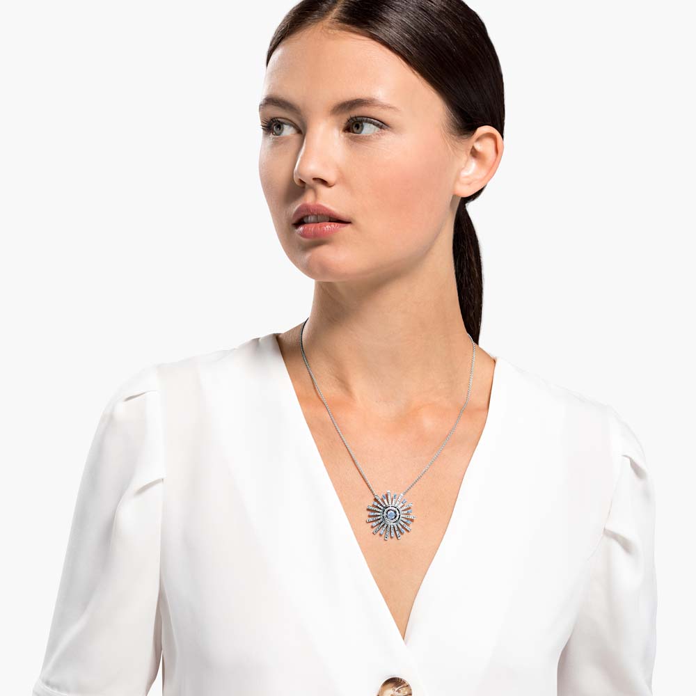 Swarovski Sunshine Kolye, Mavi, Rodyum kaplama - 5536731 Swarovski Sunshine Kolye, Mavi, Rodyum kaplama - 5536731