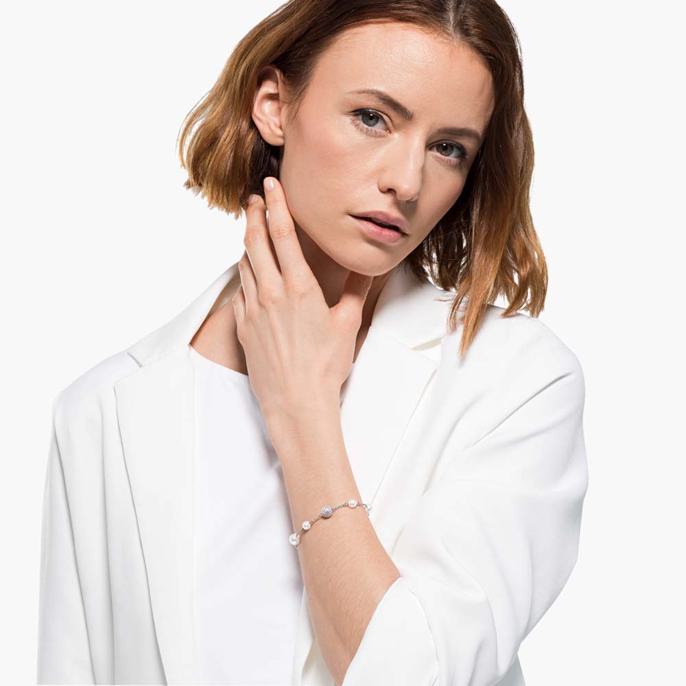 Swarovski Remix  Collection Pearl Strand, Beyaz, Rodyum kaplama - 5560665