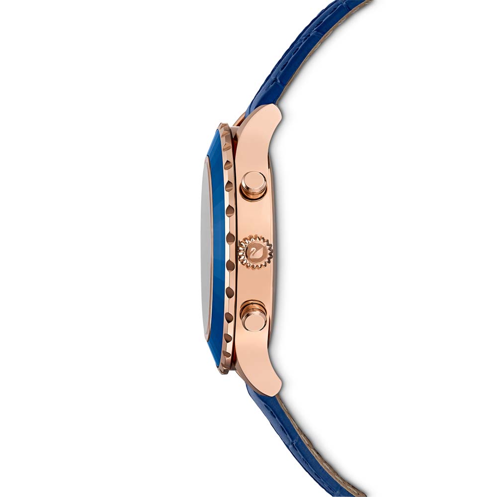 Swarovski Octea Lux Chrono Saat, Deri kayış, Mavi, Pembe altın rengi PVD - 5563480 Swarovski Octea Lux Chrono Saat, Deri kayış, Mavi, Pembe altın rengi PVD - 5563480
