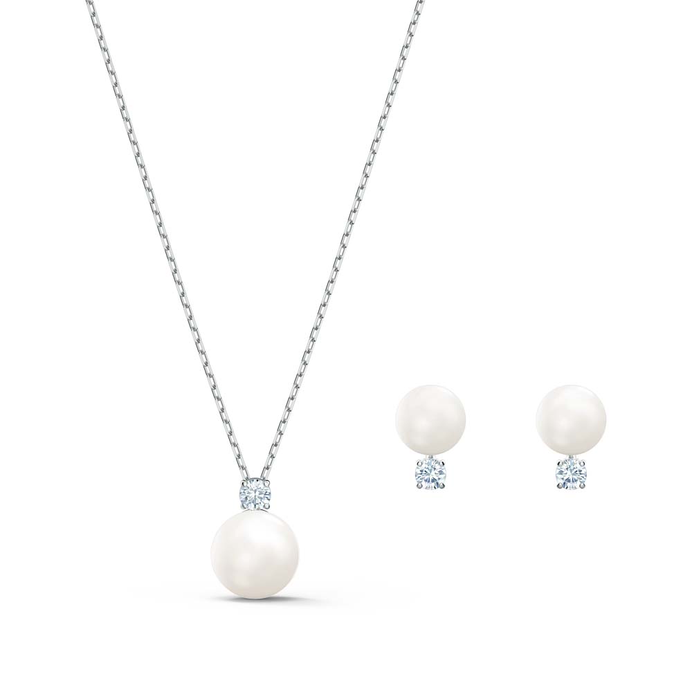 Swarovski Treasure Pearl Set, Beyaz, Rodyum kaplama - 5569758