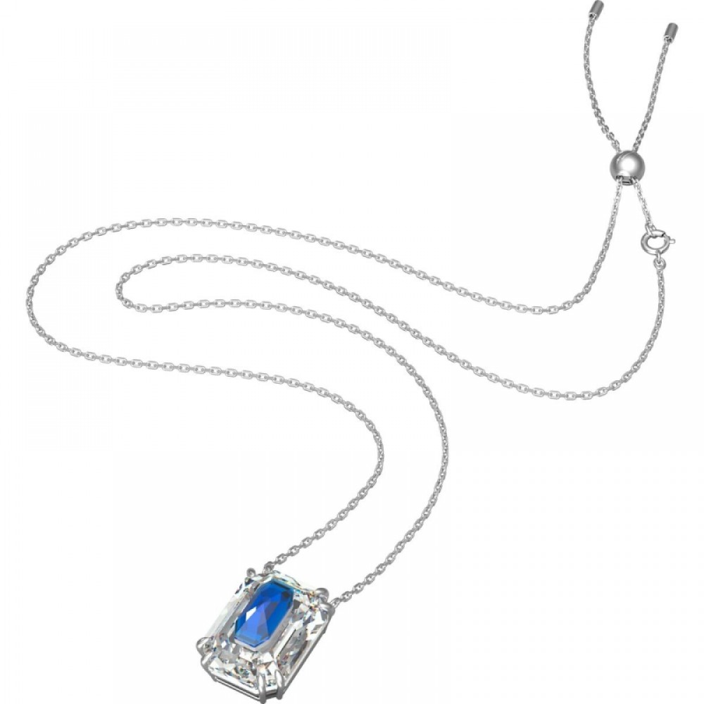 Swarovski Chroma Kolye Ucu, Sekizgen kesim kristal, Mavi, Rodyum kaplama - 5600625